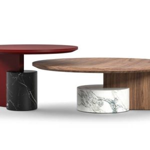 The bold Sengu coffee table collection by Patricia Urquiola for Cassina, includes three tables with varying heights. The combination of differing heights and the exquisite finishes make these coffee tables the perfect solution for modern furnishing needs, epitomizing solid elegance.