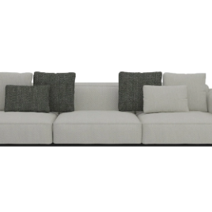 The Largo Sofa designed by Piero Lissoni in light grey - Front View