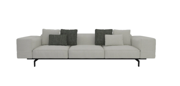 The Largo Sofa designed by Piero Lissoni in light grey - Front View