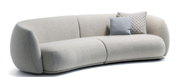 The cocoon-like curved Pacific Sofa by Patricia Urquiola for Moroso - Front View