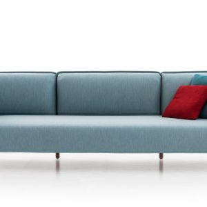 The playful, yet elegant Tender Sofa designed by Patricia Urquiola for Moroso in bold light blue - Front View