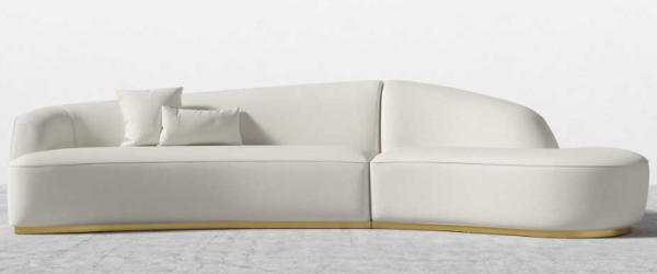 The sweeping curved Reya sofa by Rove - Front View