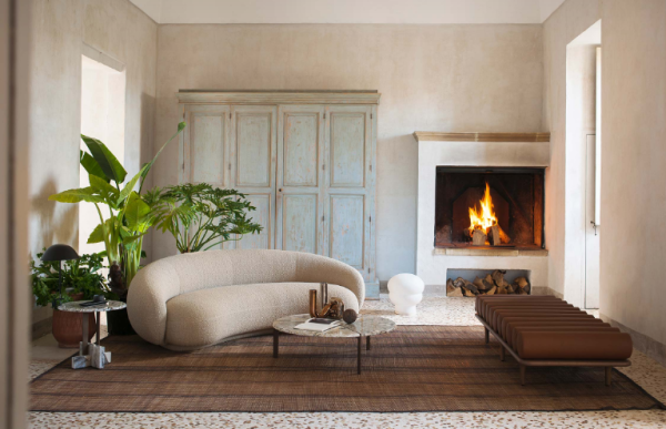 Julep Sofa by Jonas Wagell for Tacchini in contemporary rustic interior.